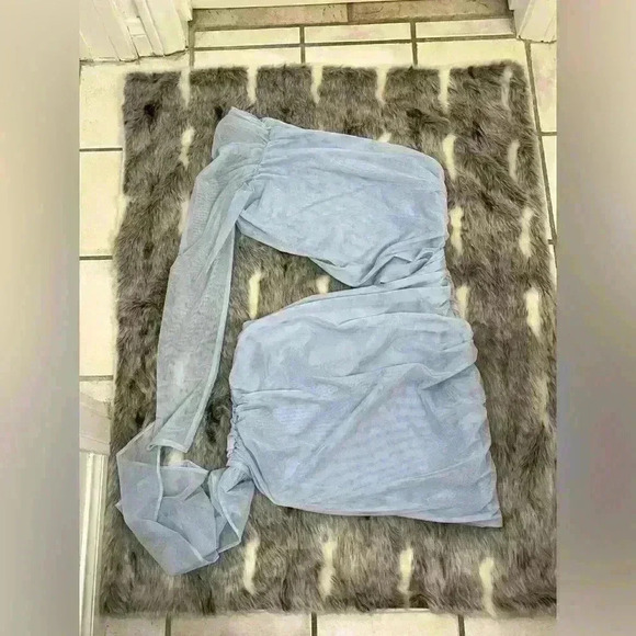 Mistress Rocks Hazy Blue Asymmetric Cutout Dress in Blue size large plus - Picture 7 of 10